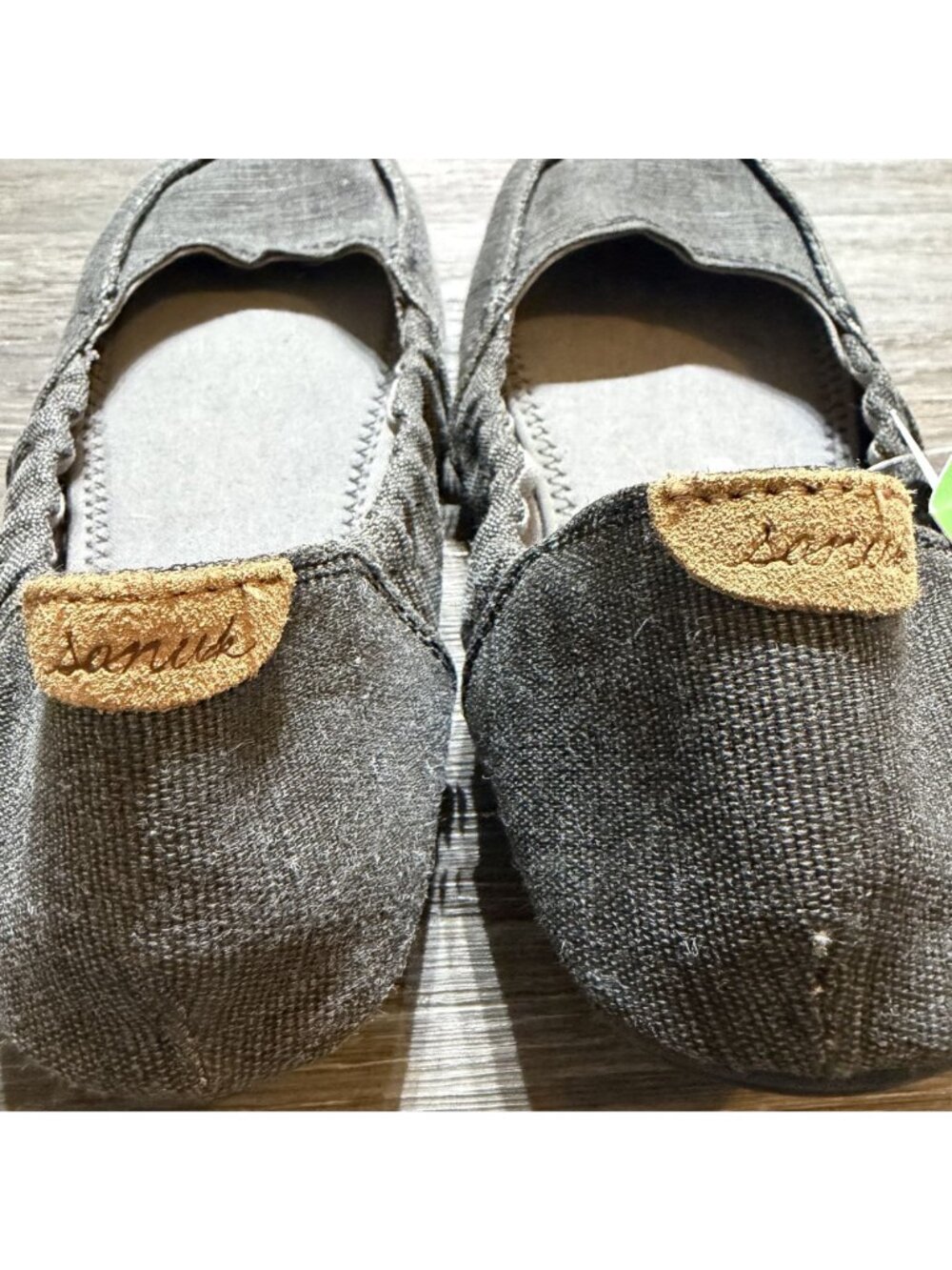 Sanuk Elle V Eight Shoes Flats Size 7 38 Slip On Charcoal Gray Vegan Yoga NEW - Picture 6 of 10